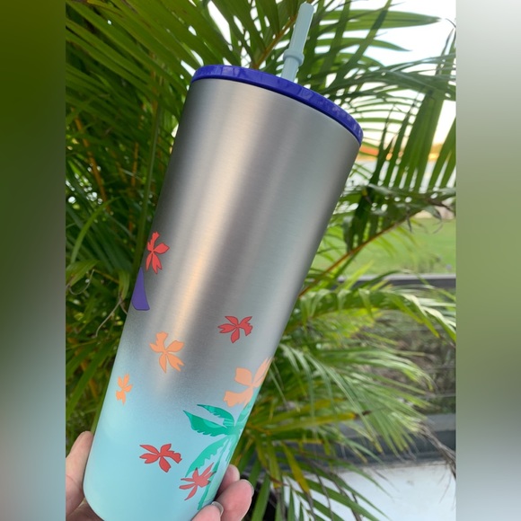 Starbuck Beach Stainless Steel Cup Insulated Palm Tree Tumbler Venti 24oz New - Picture 10 of 17